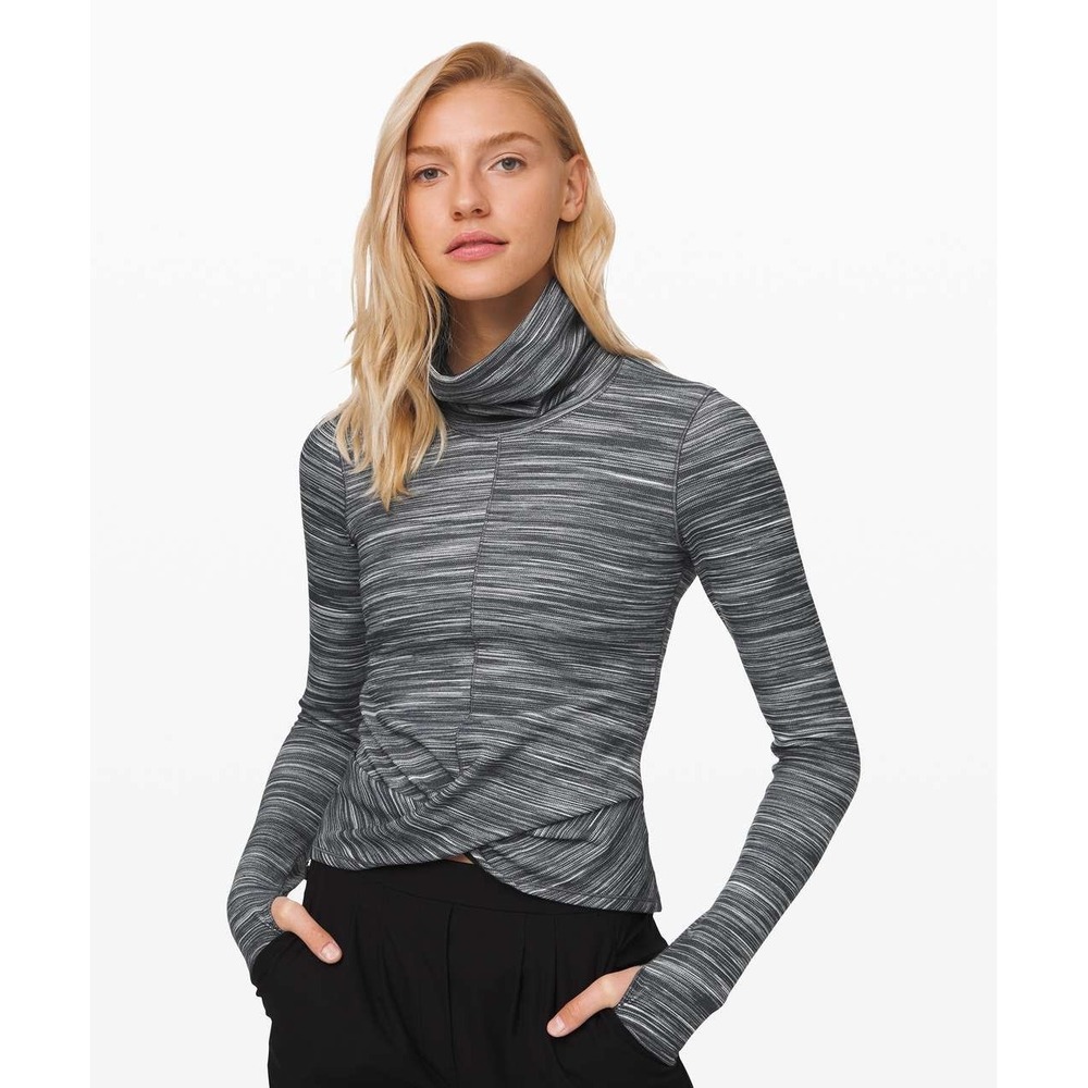 Lululemon Melodic Movement Twist Top Space Dye Active Long Sleeve Sz 4 Cowl Neck